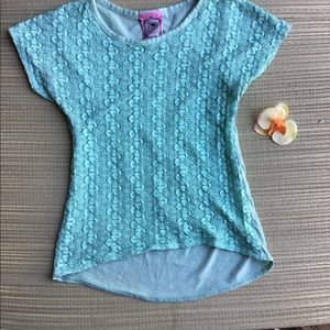 Teal T-shirt lace details